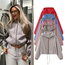 Load image into Gallery viewer, Women's Plaid Hooded  Elegant  Jacket
