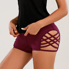 Load image into Gallery viewer, Women High Wasit Hollow-out Workout Safty Shorts
