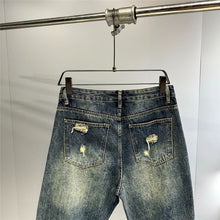 Load image into Gallery viewer, Mens Ripped Baggy Distressed Denim Straight Leg Patchwork Oversized  Jeans
