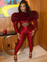 Cargar imagen en el visor de la galería, Sisterlinda Furry Slash Neck Patchwork Sexy Hollow Stretch Jumpsuit
