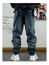 Load image into Gallery viewer, Patch Ripped Jeans Denim Cargo Pants
