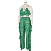 Load image into Gallery viewer, Sexy Two Piece Pant Sets Women Hollow Out Trousers Matching Sets Strapless Tassels Hole Pencil Pants Suits High Street Summer
