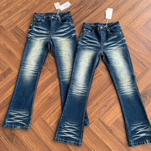 Load image into Gallery viewer, Heavy Water Wash Dark Blue Washed Cat Beard Jeans
