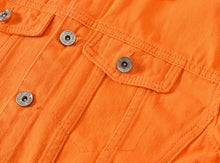 Load image into Gallery viewer, Men's Long-sleeve Orange Denim Jackets

