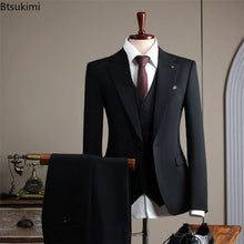 Load image into Gallery viewer, High Quality Men's Suit (jacket+vest+pants) Formal Business Office Men's Suits Groom Wedding Party Dress Solid Color Suit S-4XL
