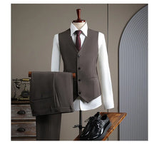 Load image into Gallery viewer, High Quality Men's Suit (jacket+vest+pants) Formal Business Office Men's Suits Groom Wedding Party Dress Solid Color Suit S-4XL
