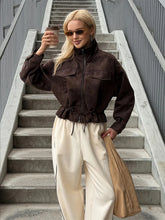 Load image into Gallery viewer, Women's Fashion Drawstring  Lapel Long Sleeve Single-Breasted Slim Coat Jacjket
