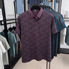 Load image into Gallery viewer, Men's High End New Summer Printed Business Collar Polo Shirt Ice Silk Fashionable Casual Collar T-Shirt Comfort Top Men's Wear

