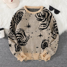 Load image into Gallery viewer, New Trendy Street Style Ripped Abstract Starry Sky Pattern Pullover Ripped Sweater Casual Crew Neck Knitted Men's Pullover
