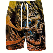 Load image into Gallery viewer, Men's Skull 3D Pattern Comfy Shorts Oversized Casual Elastic Waist Drawstring Shorts for Summer Beach And Basketball Sport Short

