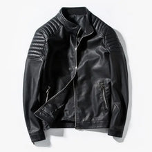Load image into Gallery viewer, Trendy Men Slim Moto Leather Jackets Coats New Fashion Man Spring Autumn PU Leather Coats Male Solid Casual Thin Leather Coats
