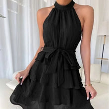 Load image into Gallery viewer, Women's Red Mini Dress Vestidos 2025 Summer Fashion Sexy Style Halter Sleeveless Ruffle Edge Tied Woman Dresses Women Sundress
