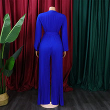 Load image into Gallery viewer, Elegant Pleated Jumpsuits &amp; Rompers Full Sleeve V Neck High Waisted Fashion Ladies Birthday Party Dinner Outfits Overalls Cloth
