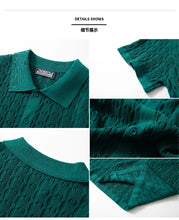 Load image into Gallery viewer, Summe Embroidery Men's Short Sleeved Fashion knitted Shirt 2025 Men's Business Solid Color Casual Button Cardigan POLO Shirt Top

