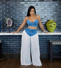Lade das Bild in den Galerie-Viewer, 2 Piece Sets Denim Camisole Wide Leg Pants
