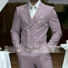 Load image into Gallery viewer, Men's Suit Short Double-Breasted Jacket Pants 2 pcs Fashion Clothes Daily Wear Wedding Prom Party Custom-Made Tuxedo
