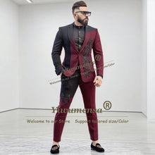 Load image into Gallery viewer, Red/Black Spliced Suits
