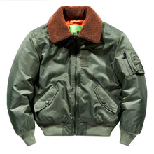 Load image into Gallery viewer, Winter Mens Fur Collar Bomber Jacket Military Coats Thick Cotton Liner Warm MA-1 Flight Pilot Jacket Male
