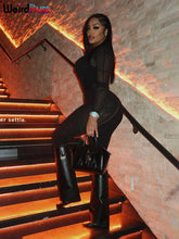 Cargar imagen en el visor de la galería, Weird Puss See Through  Long Sleeve Hollow Out  Jumpsuit
