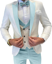 Load image into Gallery viewer, Mens Jacquard Suit 3 Piece Slim Fit Suits Prom Formal Business Suit for Men Jacket Vest Pants Wedding Suit

