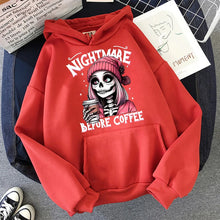 Load image into Gallery viewer, Slogan Nightmare Before Coffe Graphic Sweatshirt Unisex Fall Winter Hoody Y2k Clothing Women's Skeleton Halloween Pocket Hoodies
