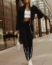Load image into Gallery viewer, Women's New Zipper Long Sleeve Lace Up Fashion Suit

