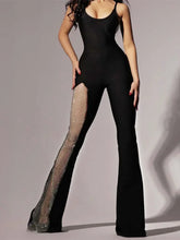 Load image into Gallery viewer, Gauze Jumpsuits Solid Black Jump Suits For Women Overalls Sleeveless Combinaison Femme Flare Pants Romper Monos Mujer Elegante
