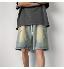 Load image into Gallery viewer, Embroidered Denim Shorts Men's Summer American Retro Street Five-point Pants Trendy Brand Trendy Loose
