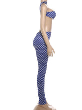 Lade das Bild in den Galerie-Viewer, Kliou  Polka Dot Print Halter Backless Tank Tops+Skinny Long Pants
