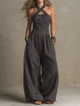Load image into Gallery viewer, Female Jumpsuit New Sleeveless Women's Fashionable Casual Wide Leg Pants Simple Slim Fit Solid Color Slimming Jumpsuit

