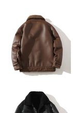 Load image into Gallery viewer, Schinteon Men Suede Leather Jacket Autumn Winter Warm Thick Casual Outwear Faux Lamb Wool Fur Solid Color Turn-down Collar Coat
