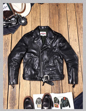 Load image into Gallery viewer, YR!Top.Classic 613 Motor Biker Style, Retro Genuine Leather Jacket, Luxury Tanned Cowhide Coat, Vintage Leather, 1.5mm Horsehide

