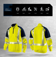 Load image into Gallery viewer, Orange Navy Sweatshirt for Man Hi Vis Hoodie Work with Zip Fleece Jacket
