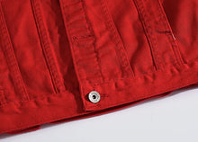 Load image into Gallery viewer, Men's Long-sleeve Orange Denim Jackets
