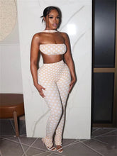 Cargar imagen en el visor de la galería, Weird Puss Polka Dot Halter Chest Wrapped Backless 2 Piece Set
