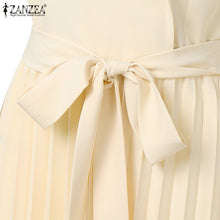 Load image into Gallery viewer, Fashion Women Jumpsuits 2026 ZANZEA Summer Rompers Elegant Wide Leg Work OL Overalls V Neck Sleeveless Pleated Playsuit Trousers
