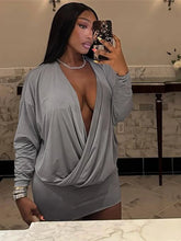 Load image into Gallery viewer, Women Mini Dress Style  Cleavage Full Sleeve Sheath Vestidos
