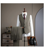 Load image into Gallery viewer, High Quality Men's Suit (jacket+vest+pants) Formal Business Office Men's Suits Groom Wedding Party Dress Solid Color Suit S-4XL
