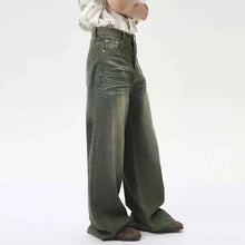 Load image into Gallery viewer, IEFB Fashion Loose Men's Straight Denim Pants American Style Casual Worn-out Design Wide Leg Jeans Summer New Trend 9C6256

