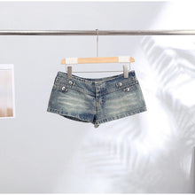 Load image into Gallery viewer, Y2K Style Denim Jacket Shorts Set Women's Stand Collar Button Long Sleeve Coats Low Waist Mini Short 2026 Summer New Lady Outfit
