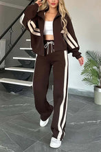 Load image into Gallery viewer, Women Two Piece Set Pants Sets Striped Jacket Matching Sets Y2k Tops Tracksuit Autumn Spring Long Pant Casual Outfit Suits 2025

