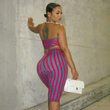 Load image into Gallery viewer, FAGADOER Sexy Color Block Stripes 2 Pieces Set
