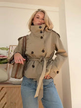 Load image into Gallery viewer, Belted Waist Cropped Women Double Breasted Casual Vintage Jacket
