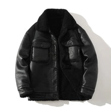 Load image into Gallery viewer, Schinteon Men Suede Leather Jacket Autumn Winter Warm Thick Casual Outwear Faux Lamb Wool Fur Solid Color Turn-down Collar Coat
