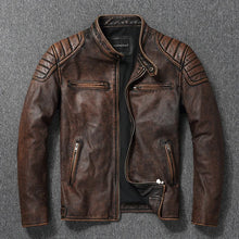 Load image into Gallery viewer, 2025 New Leather Jacket Top Layer 100% Cowhide Leather Clothes Men's Stand Collar Motorcycle Clothes  Autumn Winter Plus Size

