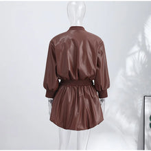 Load image into Gallery viewer, Street Women's Cropped Leather Jacket Skirt Set Stand Collar Zipper Coats Pleated Mini Skirts 2026 Spring Lady Fashion Suit
