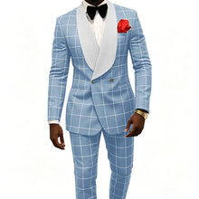 Load image into Gallery viewer, Men's Suit – Plaid Fabric, Groom's Tailcoat for Weddings, Classic Custom 2-Piece Suit (Jacket &amp; Trousers)
