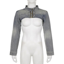 Load image into Gallery viewer, Women  Denim Y2K Aesthetic Vintage Sexy Crop Top Jacket
