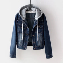 Load image into Gallery viewer, Denim Short Jacket for Women Short Autumn Winter Korean Long-sleeved Slim Hooded Versatile
