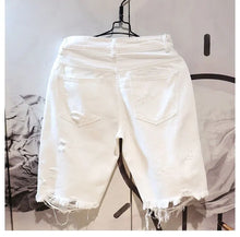 Load image into Gallery viewer, 2022 Summer Fashion Cropped Men's Tattered Ripped Shorts Loose Straight Casual White Denim Pants Streetwear Men Boyfriend Jeans
